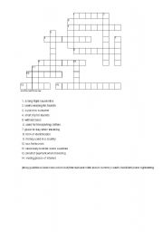 English worksheet: crossword on travelling