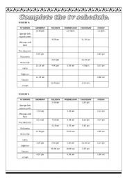 English worksheet: tv schedule 