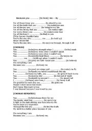 English Worksheet: Simple Past - Song - Because You Loved Me - By Celine Dion