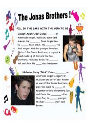 English Worksheet: THE jONAS BROTHERS - VERB TO BE