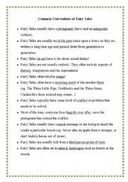 English Worksheet: Conventions of Fairy Tales