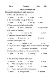 English worksheet: Adjective Exercise