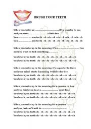 English Worksheet: Brush your teeth kids song