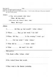 English worksheet: Forms of Past  Sentence