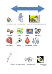 English worksheet: sports equipments