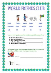 English worksheet: World Friends Club