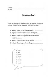 English worksheet: vocabulary Test