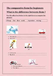 English worksheet: the comparative for beginners 