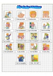 English Worksheet: MY DAILY ROUTINE pictionnary