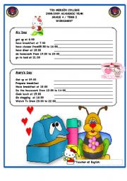 English Worksheet: daily routine