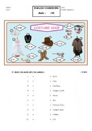 English worksheet: prices and costumes