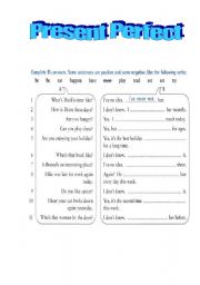 English worksheet: Present Perfect