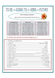 English Worksheet: Be going to