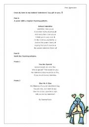 English worksheet: Parts of Speech and Basic Sentence Structure by Poem appreciation