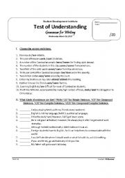 English Worksheet: Writing Skill Test