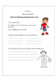 English Worksheet: Describing Words