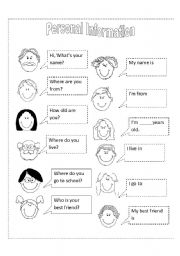 English Worksheet: Personal Information Questions