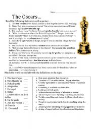 English Worksheet: The Academy awards vocabulary worksheet