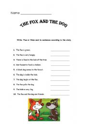 English Worksheet: The Fox and The Dog
