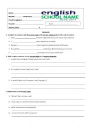 English Worksheet: Grammar Test - Version A