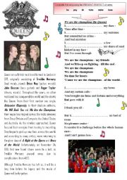 English Worksheet: We are the champions queen song present perfect