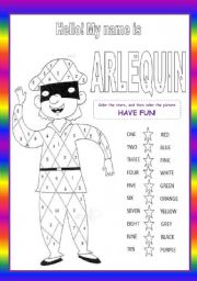 English Worksheet: colours and numbers