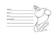 English Worksheet: Genie  from  Aladdin description - describe a character / cartoon  