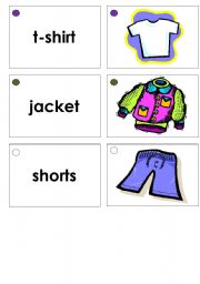 English Worksheet: Clothing Memory Game Flashcards