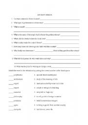 English Worksheet: ancient greece mini quiz