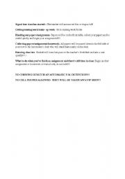 English Worksheet: first day rules