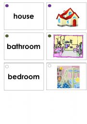 English Worksheet: House Items Flashcards / Memory Game