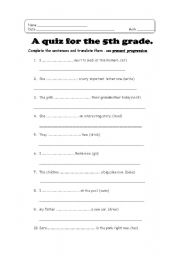 English Worksheet: present continuous quiz