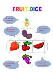 English Worksheet: fruit dice