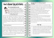 English Worksheet: How to discover lying and infidelity