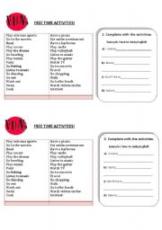 English worksheet: Free Time Activities