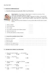 English Worksheet: Practice test - Verb TO BE