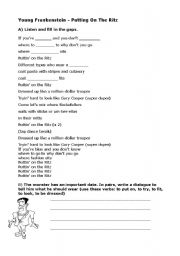 English worksheet: Putting on the Ritz worksheet