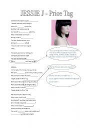 English Worksheet: Musical dictation - Jessie J: Price Tag (worksheet)