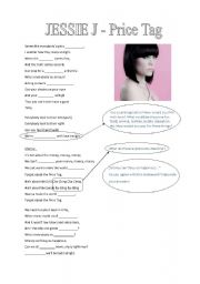 Musical dictation - Jessie J: Price Tag (worksheet)