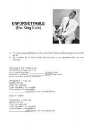 English Worksheet: Unforgettable (Nat King Cole)