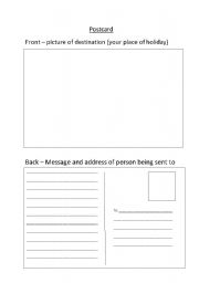 English Worksheet: Lets write a postcard