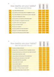 English Worksheet: How healthy are your habits?