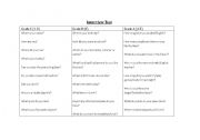 English Worksheet: Interview Test Warm Up