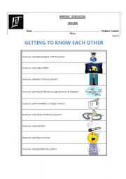 English worksheet: Getting to know each other