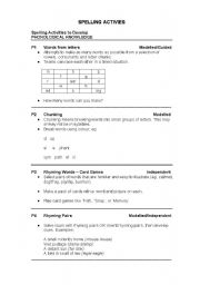 English worksheet: spelling activities