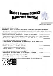 English worksheet: Matter and material