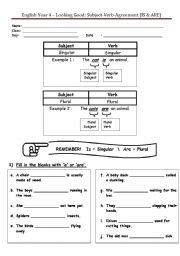 English Worksheet: English-Subject-Verb-Agreement (IS & ARE)