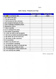 English worksheet: Verb Tense