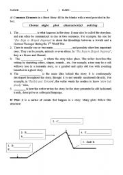 English Worksheet: Introduction to writing short stories
