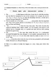 English Worksheet: Introduction to writing short stories